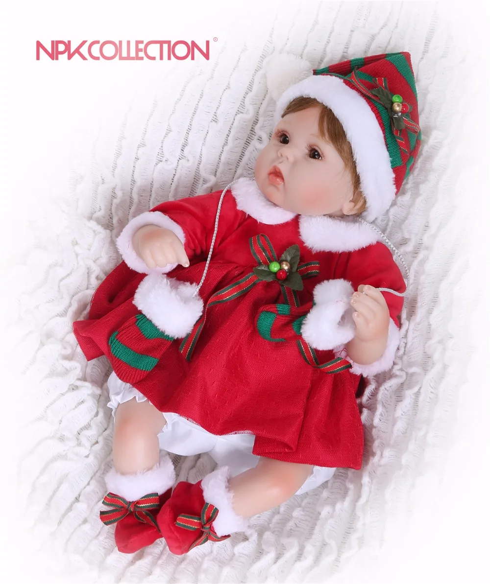 

NPK 40CM New Handmade Silicone vinyl adorable Lifelike toddler Baby Soft Toys Baby Doll For Bebes Reborn the best Xmas gift