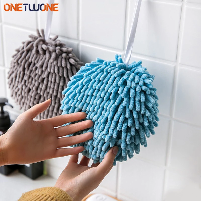 

Chenille Hands Towel Ball Soft Microfiber Towels with Hanging Loop Super Absorbent Quick Dry Kitchen Bathroom Towel