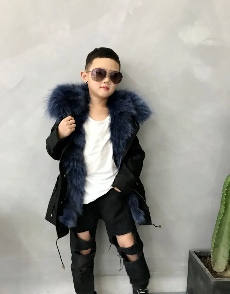 kids parkas natural fox fur child coats for winter (5)