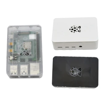 for Raspberry Pi 4 Model B 2G RAM ABS Case with Black Heatsinks Support 2.4 / 5.0 GHz WIFI Bluetooth 5.0 for RPI 4 DIY Kit