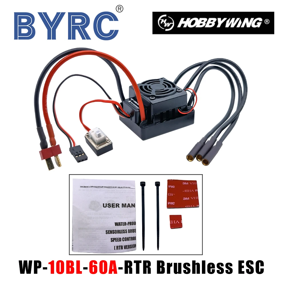 

HOBBYWING WP-10BL60-RTR 60A Waterproof ESC 2S 3S BEC 6V/3A Brushless Lipo NiMH For 1/10 Scale Models Remote Control RC Car