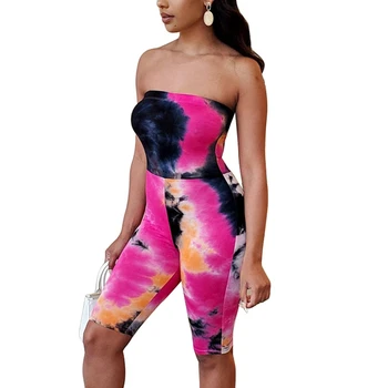 Women Playsuit Tie Dye Printed Romper Off Shoulder Sleeveless One-piece Color Clubwear Short Jumpsuits Womens Clothing Bodysuit
Women Playsuit Tie Dye Printed Romper Off Shoulder Sleeveless One-piece Color Clubwear Short Jumpsuits Womens Clothing Bodysuit