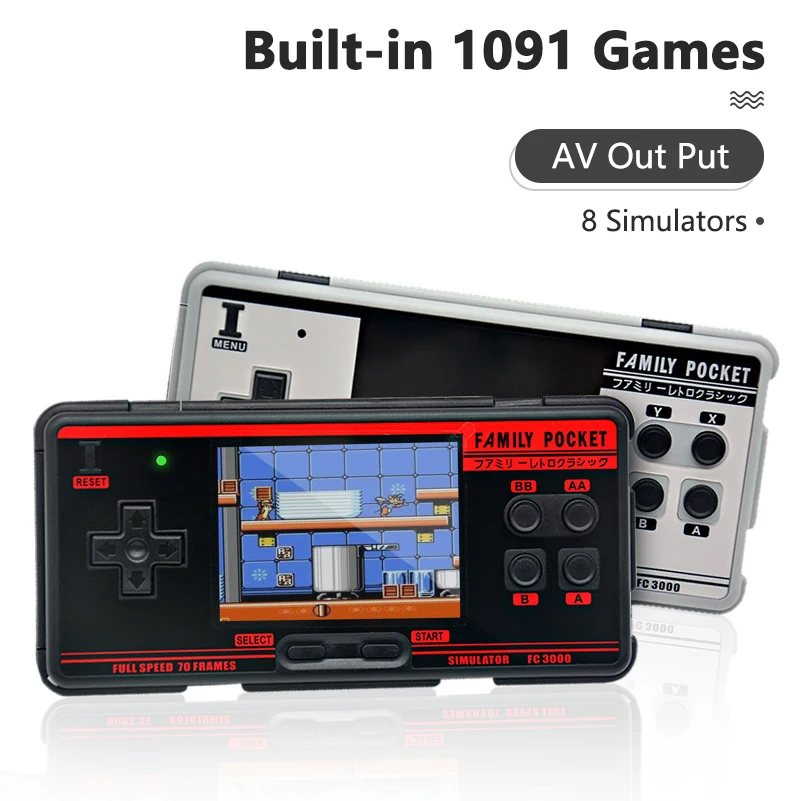FC3000 Handheld Game Console Retro Video Game Console 2G 8 Bit 8 Simulator Built-in 1091 Classic Games Support TV AV Out Put
FC3000 Handheld Game Console Retro Video Game Console 2G 8 Bit 8 Simulator Built-in 1091 Classic Games Support TV AV Out Put