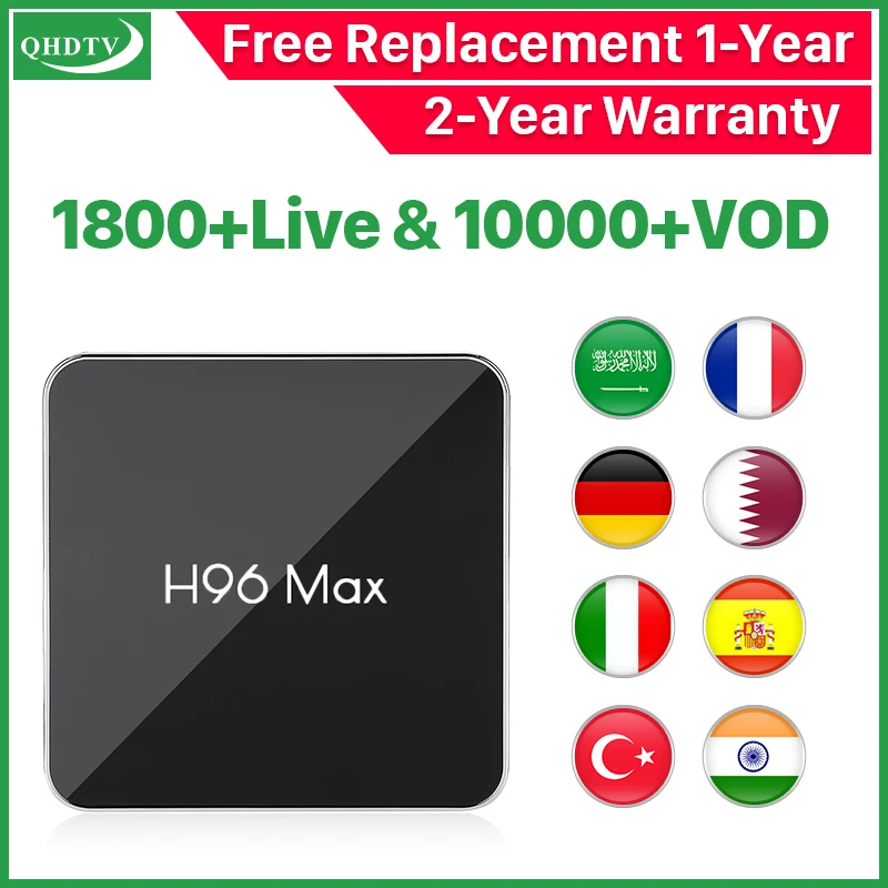 H96Max Android 8.1 Box France Arabic IPTV S905X2 with 1 Year QHDTV Subscription Netherlands Belgium H96Max Media Player
H96Max Android 8.1 Box France Arabic IPTV S905X2 with 1 Year QHDTV Subscription Netherlands Belgium H96Max Media Player