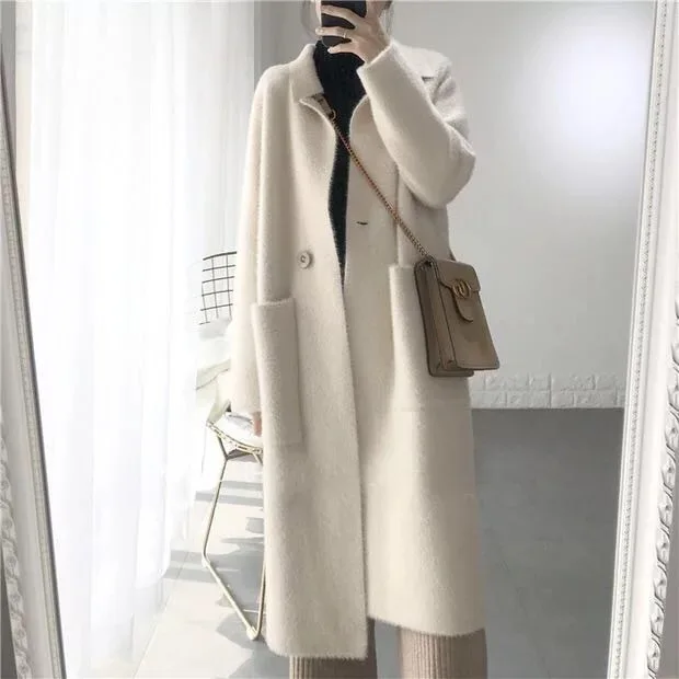 2018 Autumn And Winter Elegant Retro Mink Cashmere Blended Loose Thick Mid-length Slimming Sweater Cardigan Coat Women's
2018 Autumn And Winter Elegant Retro Mink Cashmere Blended Loose Thick Mid-length Slimming Sweater Cardigan Coat Women's