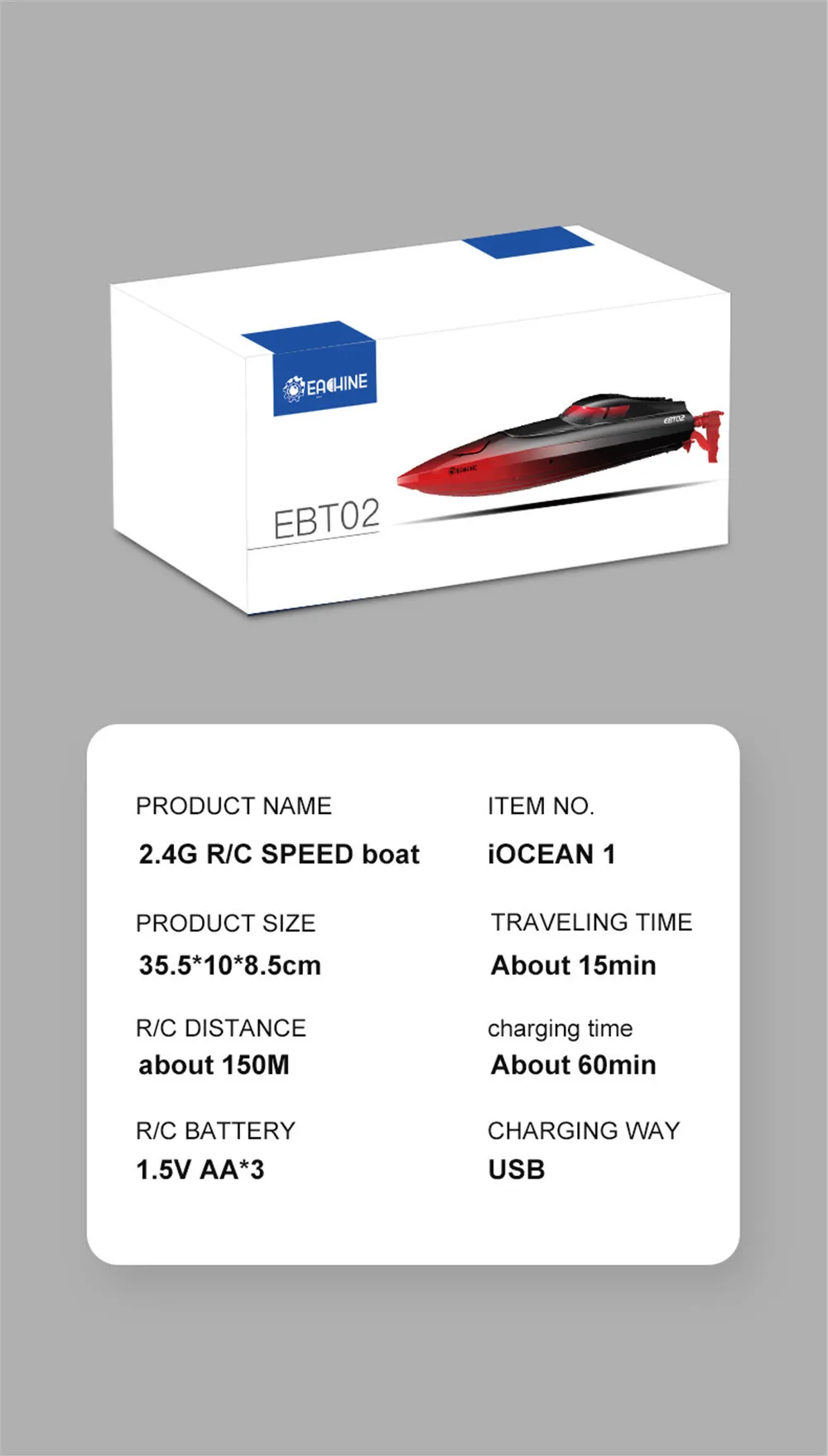 EBT02 2.4G RC Boat Electric Remote Control RC Speed Boat Ship Motor Model Speedboat EBT02 2.4G RC Boat Electric Remote Control RC Speed Boat Ship Motor Model Speedboat