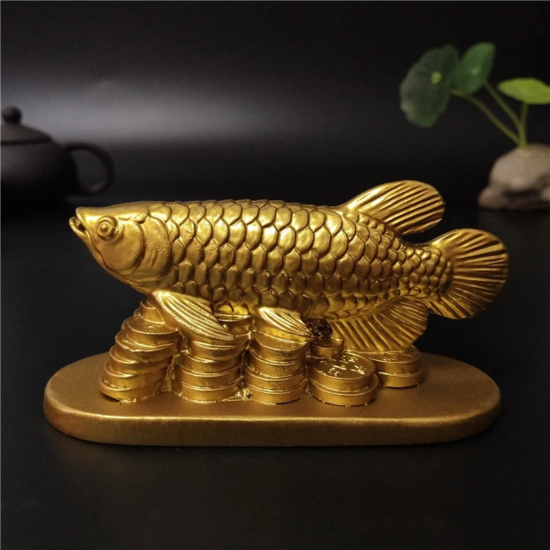 Золотые фигурки животных рыбы талисман украшение для дома китайский фэн-шуй