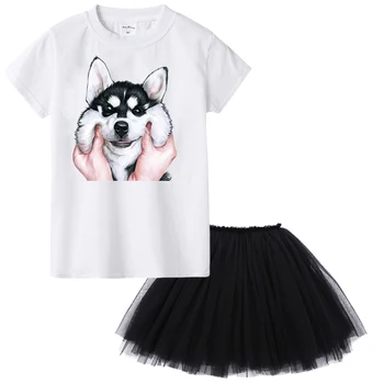 Summer Funny Husky Pattern Print 2Pcs Girls T-shirt Tops Black Net Skirt Set Casual Kids Girl Fashion Short Sleeve Clothing Sets
Summer Funny Husky Pattern Print 2Pcs Girls T-shirt Tops Black Net Skirt Set Casual Kids Girl Fashion Short Sleeve Clothing Sets