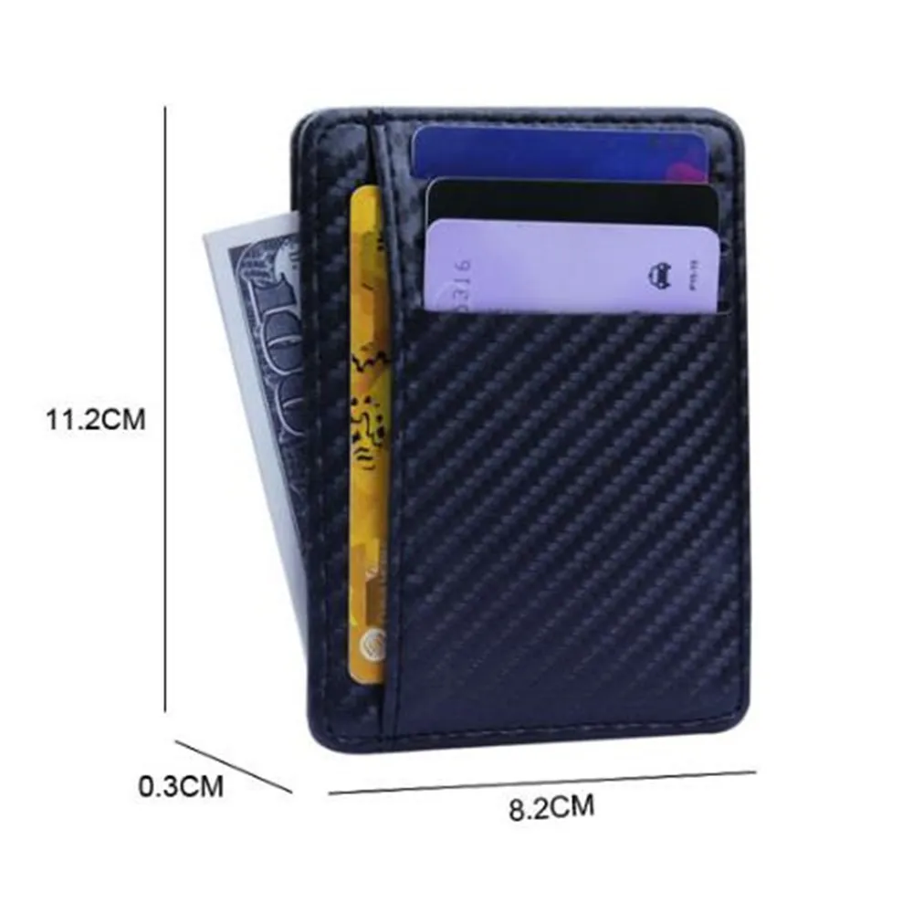 2020 New Slim Carbon Fiber Wallet Card Holder Case Pocket Leather RFID Blocking Money Bag Business Purse for Men & Women