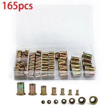 165Pcs M3 M4 M5 M6 M8 M10 M12 Rivet Nut Kit Mixed Zinc Steel Insert Nutsert Threaded Set Nutsert Riveter Hand Nuts Insert Riveti
165Pcs M3 M4 M5 M6 M8 M10 M12 Rivet Nut Kit Mixed Zinc Steel Insert Nutsert Threaded Set Nutsert Riveter Hand Nuts Insert Riveti