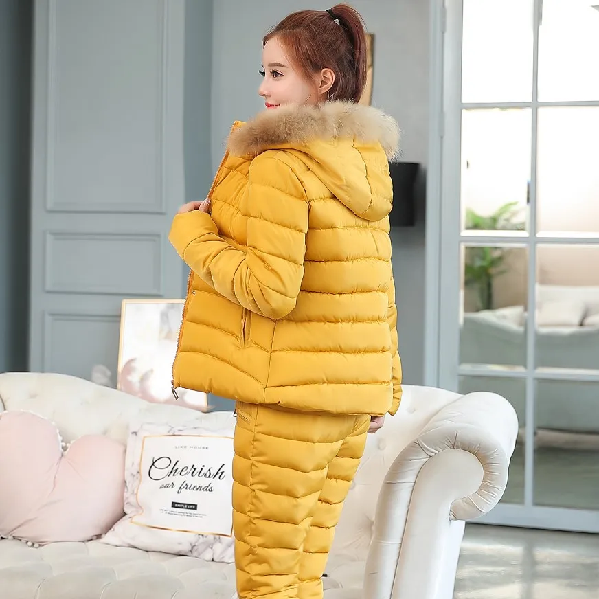 2019 Fashion Winter Women Warm Snow Set Hooded Parka Coat+Pant Tracksuit Two Piece Set Female Down Cotton Jacket Suit For Women
2019 Fashion Winter Women Warm Snow Set Hooded Parka Coat+Pant Tracksuit Two Piece Set Female Down Cotton Jacket Suit For Women