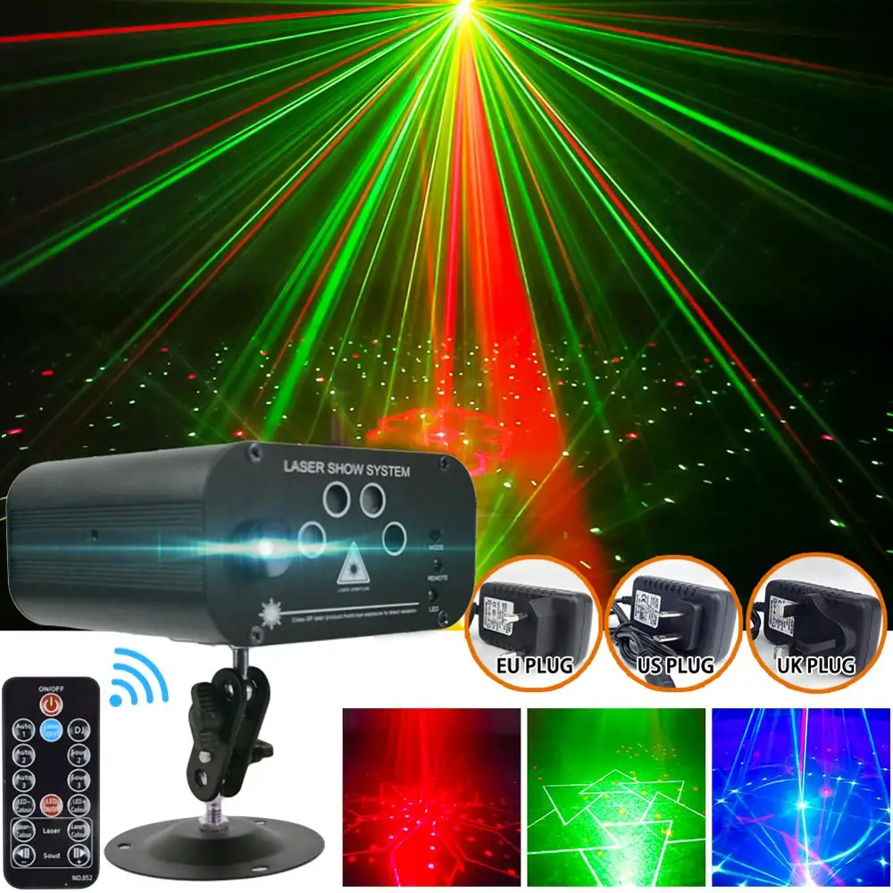 Sound Activated 5 Hole 128 Pattern Laser Projector Remote LED Disco Light RGB DJ Party Stage Light Christmas Lamp Decoration
Sound Activated 5 Hole 128 Pattern Laser Projector Remote LED Disco Light RGB DJ Party Stage Light Christmas Lamp Decoration