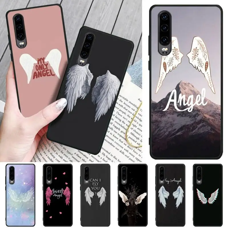 

LJHYDFCNB Angel Wings Soft Silicone Black Phone Case For Huawei P8 lite 2017 P9 P10 20Pro Lite Pro P30lite P Smart 2019