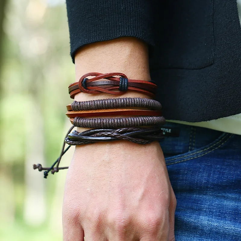 Jessingshow Vintage Genuine Leather Bracelet DIY Hand-knitted Multi-layer Leather Bracelet and Fashion Men's Bracelet Gift
Jessingshow Vintage Genuine Leather Bracelet DIY Hand-knitted Multi-layer Leather Bracelet and Fashion Men's Bracelet Gift