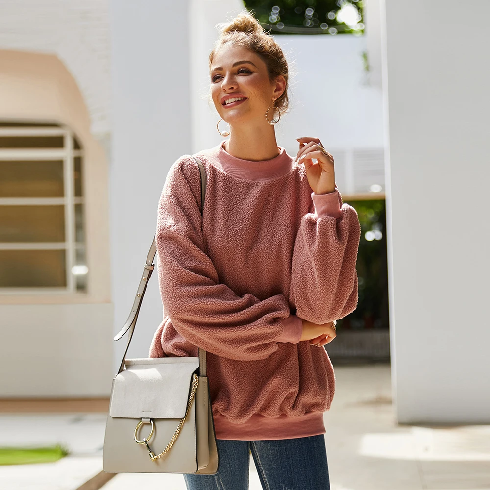 Women Coral Fleece Pullover Sweatshirt Women Long Sleeve O neck Solid Warm Hoodies 2019 Autumn Winter Casual Fashion Loose Coat
Women Coral Fleece Pullover Sweatshirt Women Long Sleeve O neck Solid Warm Hoodies 2019 Autumn Winter Casual Fashion Loose Coat