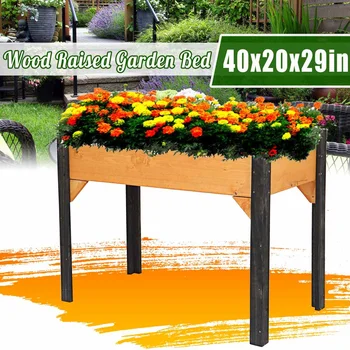 

Large Wooden Vegetable Raised Garden Bed Backyard Patio Grow Flowers Plants Planter Bed 40x20x29 Inches