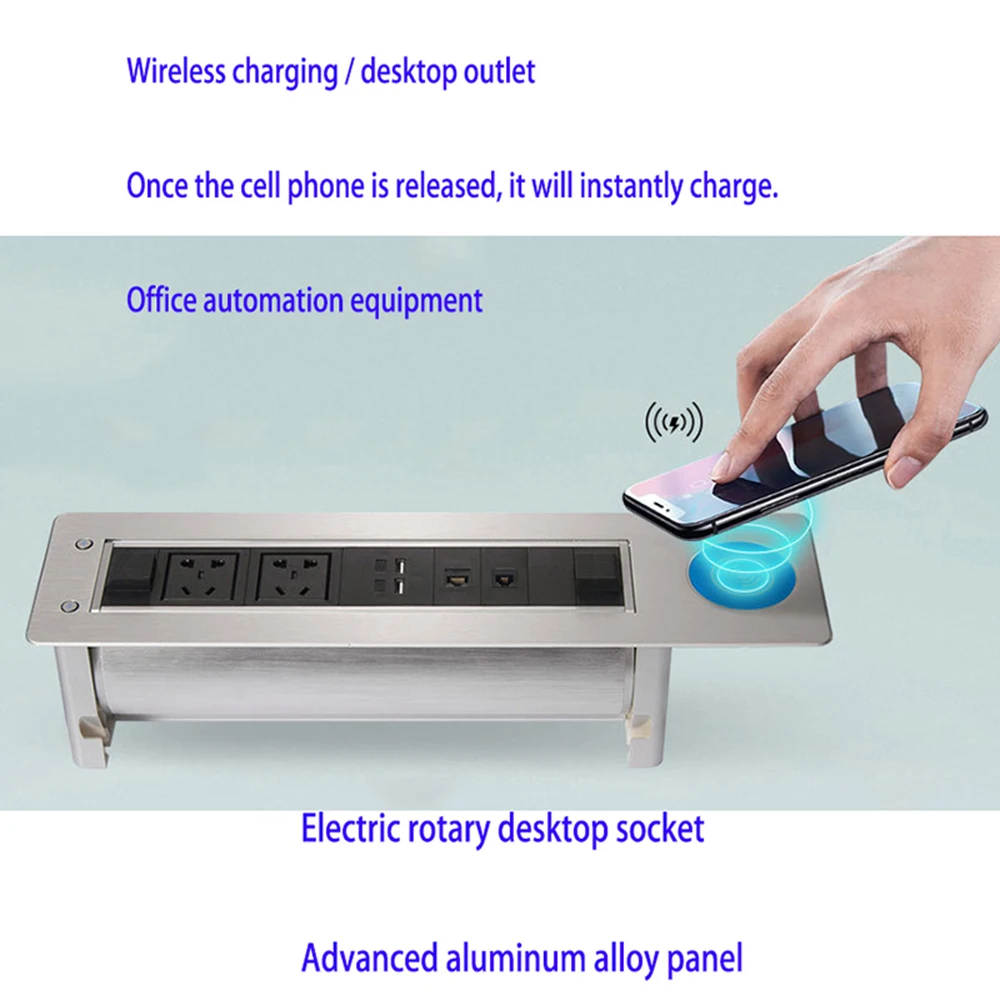 High-end desktop socket / electric rotary socket with wireless charging function / customizable function module / aluminum alloy
High-end desktop socket / electric rotary socket with wireless charging function / customizable function module / aluminum alloy