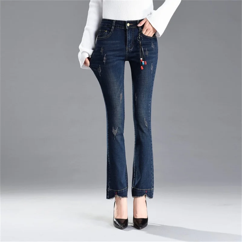 Бесплатная доставка новинка 2020 женские небольшие расклешенные джинсы с высокой