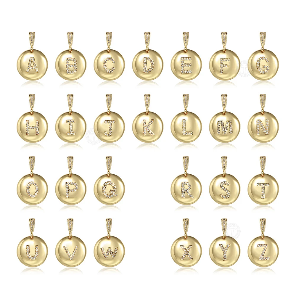 Подвески женские золотистого цвета с буквами 26 шт./лот A-Z CZ медальон оптовая