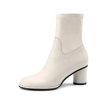 2020 Genuine Leather Women Round high Heels Ankle Boots Autumn Winter Chelsea Boots Female Prom Party Shoes Woman
2020 Genuine Leather Women Round high Heels Ankle Boots Autumn Winter Chelsea Boots Female Prom Party Shoes Woman