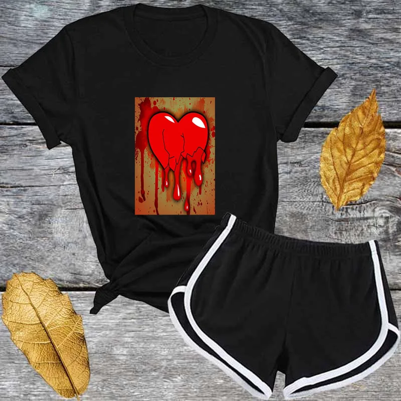 Heart Print Women Two Piece Set 2020 New Summer Sexy T-Shirts And Skinny Shorts 2pcs Outfits
Heart Print Women Two Piece Set 2020 New Summer Sexy T-Shirts And Skinny Shorts 2pcs Outfits