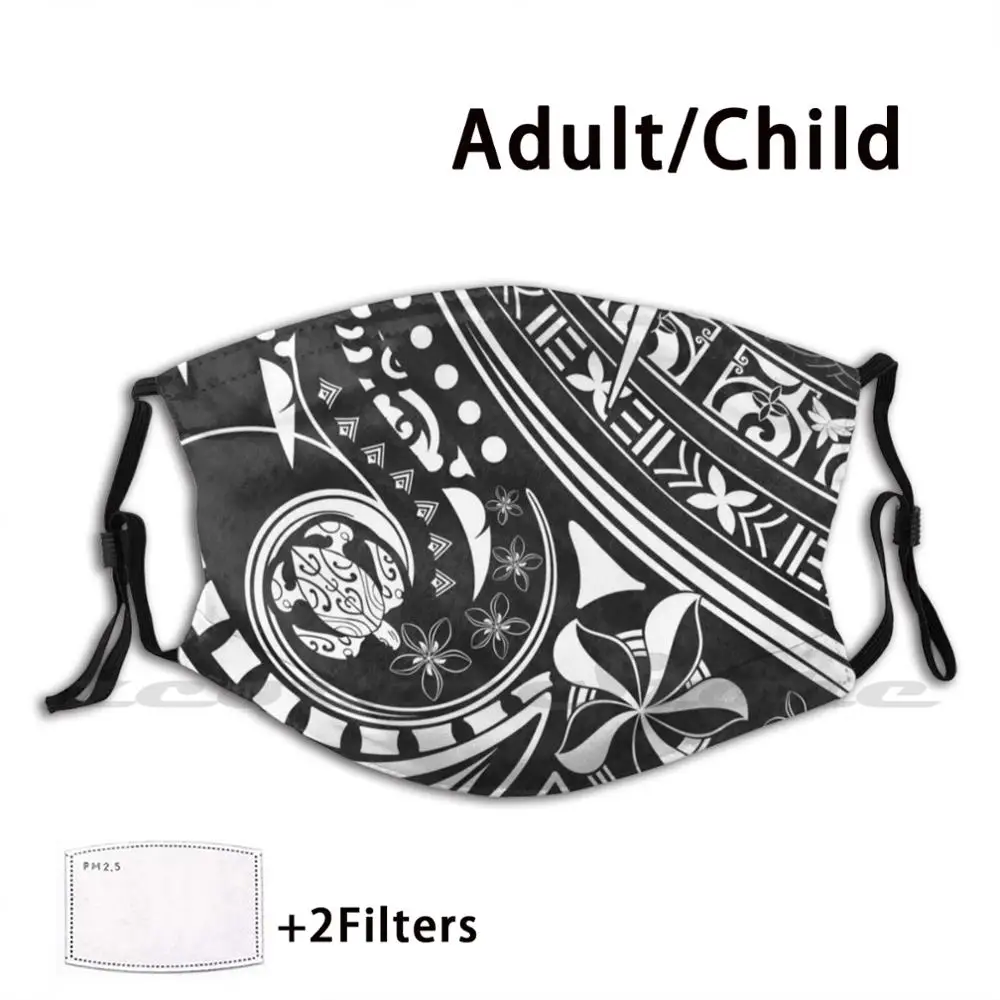 

Hawaiian-Samoan-Polynesian Black Ink Tribal Threads Mask Adult Child Washable Pm2.5 Filter Logo Creativity Hawaiian