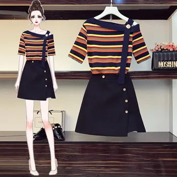 High Quality Elegant Ladies Casual Suit 2020 Summer New Slash neck Chic Metal buttons Deco Knitted Tops and Skirt 2 Piece set
High Quality Elegant Ladies Casual Suit 2020 Summer New Slash neck Chic Metal buttons Deco Knitted Tops and Skirt 2 Piece set