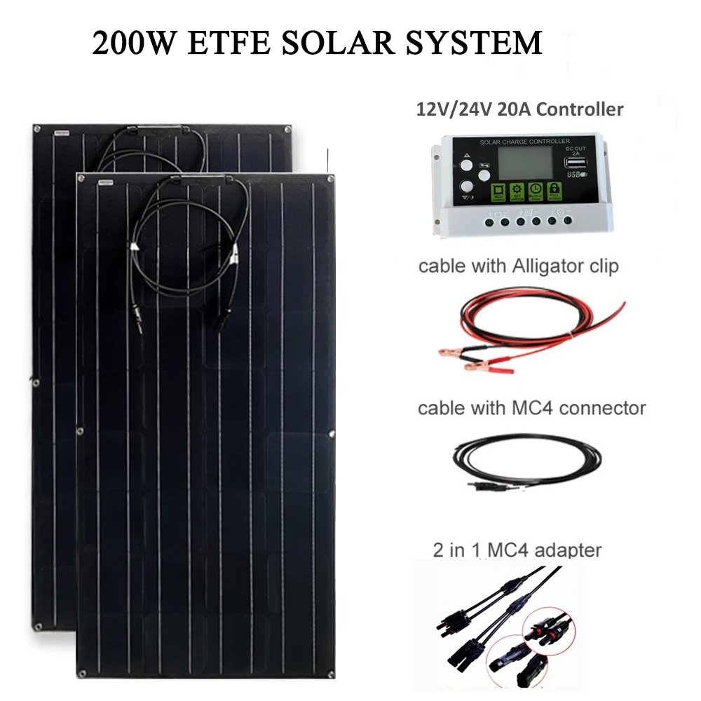 Фотоэлектрический набор 100W 200W 18V солнечная панель s 220VAC 1000W полный дом 1 или 2 шт