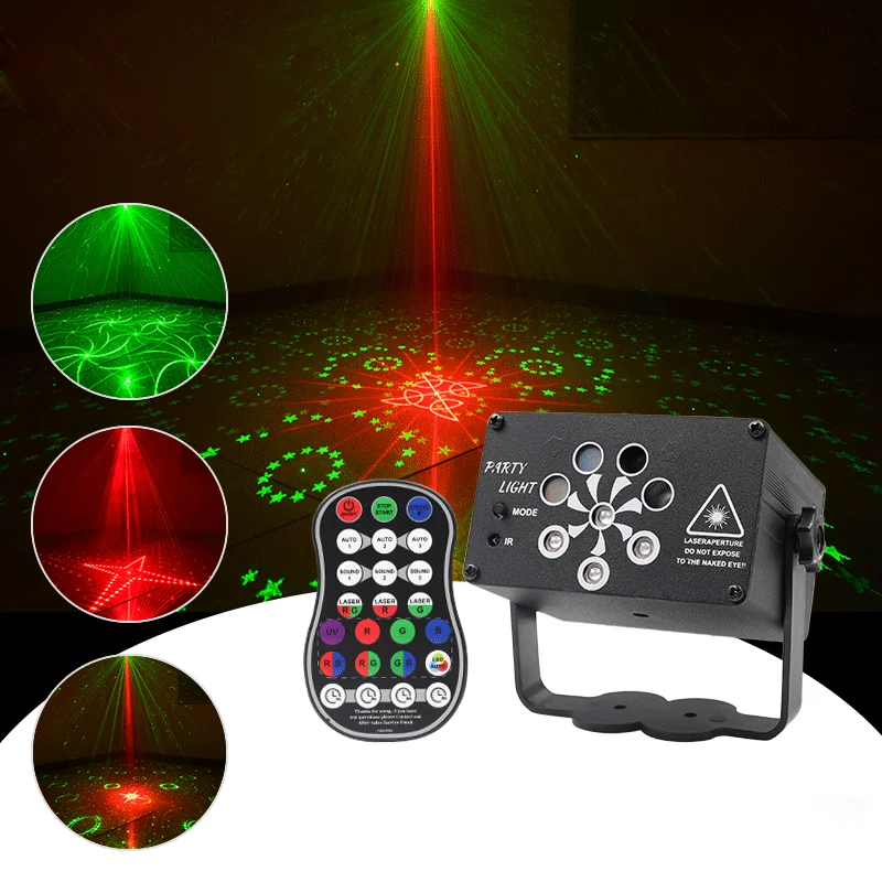 120 Patterns RGB UV Stage Lights Voice Control Music Led Disco Light Party Show Laser Projector Lights Effect Lamp with remote
120 Patterns RGB UV Stage Lights Voice Control Music Led Disco Light Party Show Laser Projector Lights Effect Lamp with remote