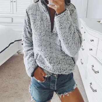 Autumn Winter Sweatshirt Women Teddy Bear Sweatshirt Warm Zipper Plush Hoody Ladies Sweatshirt Womens Pullovers V-neck Pocket
Autumn Winter Sweatshirt Women Teddy Bear Sweatshirt Warm Zipper Plush Hoody Ladies Sweatshirt Womens Pullovers V-neck Pocket