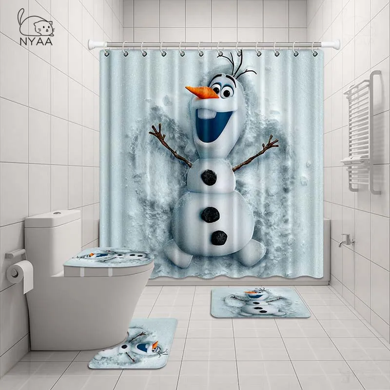 NYAA 4 Pcs Snowman Shower Curtain Pedestal Rug Lid Toilet Cover Mat Bath Mat Set For Bathroom Decor
NYAA 4 Pcs Snowman Shower Curtain Pedestal Rug Lid Toilet Cover Mat Bath Mat Set For Bathroom Decor