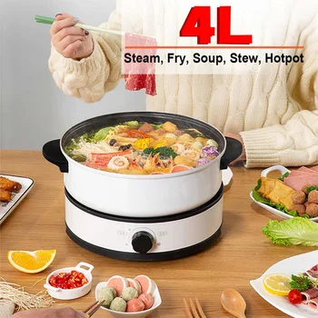 Electric Cooker 220V 4L Heating Pan Cooking Pot Fry Hotpot Noodles Soup Stew Steamer Multifunctional Electric Cooking Pot
Electric Cooker 220V 4L Heating Pan Cooking Pot Fry Hotpot Noodles Soup Stew Steamer Multifunctional Electric Cooking Pot