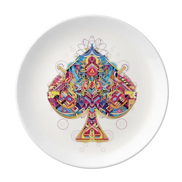 Spade Playing Cards Geometric Pattern Dessert Plate Decorative Porcelain 8 inch Dinner Home | Дом и сад