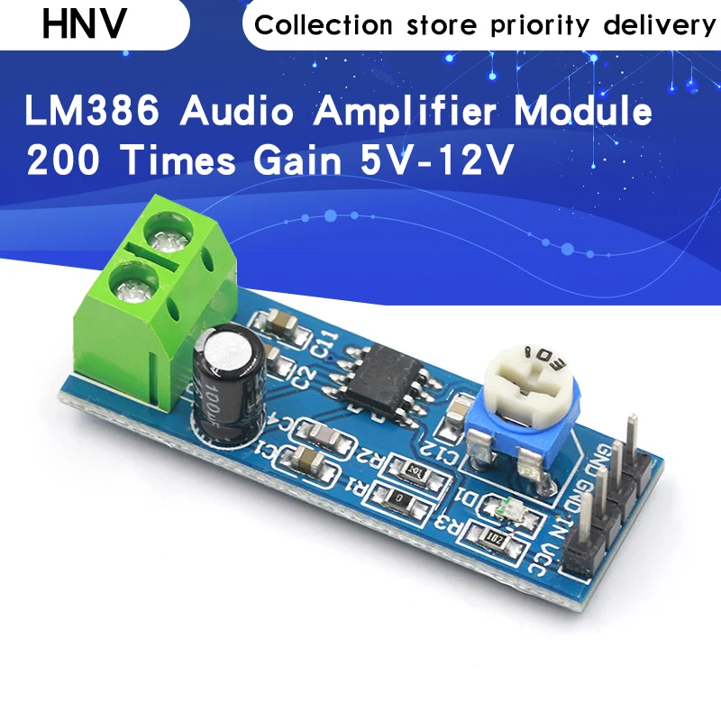 200 Times Gain 5V-12V LM386 Audio Amplifier Module 10K Adjustable Resistance Multiplier Speaker Wire Holder | Электронные