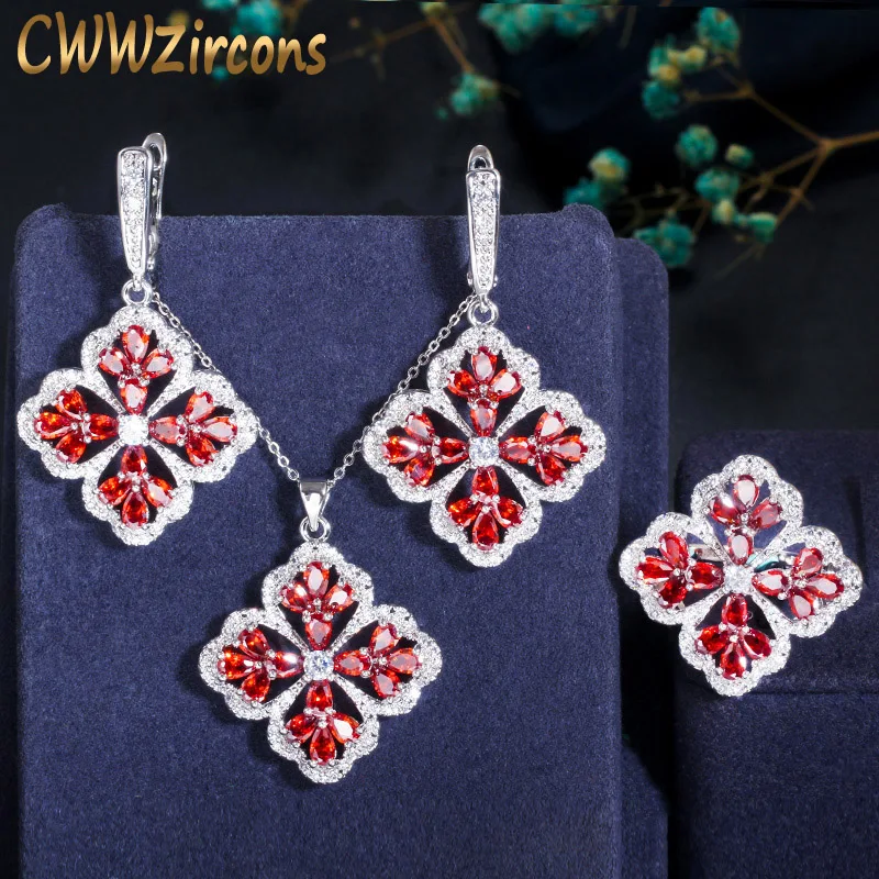 CWWZircons Elegant Snow Flower Design Ruby Red Cubic Zirconia Topaz Big Huggie Earrings Necklace Ring Jewelry Set for Women T426
CWWZircons Elegant Snow Flower Design Ruby Red Cubic Zirconia Topaz Big Huggie Earrings Necklace Ring Jewelry Set for Women T426