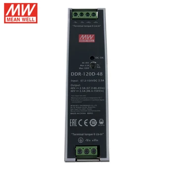 Meanwell DDR-120D-48 120W DIN Rail DC-DC Converter 67.2~154V DC to 48V DC 2.5A Power Supply 96V 110V dc to 48V dc Transformer
Meanwell DDR-120D-48 120W DIN Rail DC-DC Converter 67.2~154V DC to 48V DC 2.5A Power Supply 96V 110V dc to 48V dc Transformer