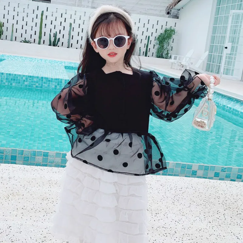 European and American Style Sling Stitching Mesh Blouses Polka Dot Printed Long Sleeve Blouses for Girls Children's Clothing
European and American Style Sling Stitching Mesh Blouses Polka Dot Printed Long Sleeve Blouses for Girls Children's Clothing