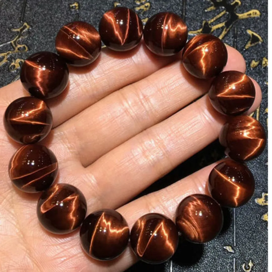 

16mm Natural Red Tiger Eye Bracelet Jewelry For Woman Men Wealth Gift Energy Beads Crystal Stone Brazil Gemstone Strands AAAAAA
