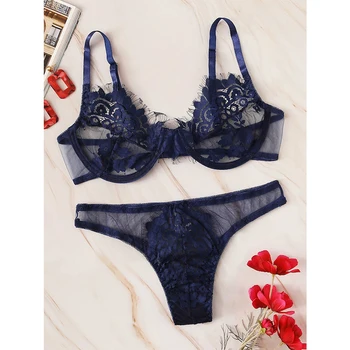 Women 1Set Fashion Breathable Bralette Tops Bra+G-String Thong Embroidered Ladies Sexy Lingerie Lace Babydoll Bra Underwear Set 
Women 1Set Fashion Breathable Bralette Tops Bra+G-String Thong Embroidered Ladies Sexy Lingerie Lace Babydoll Bra Underwear Set