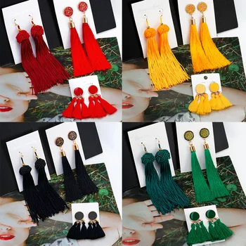 3pcs/Set New Bohemian Tassel Drop Earrings for Women 2020 Fashion Cotton Silk Fabric Long Fringe Dangle Earrings Female Jewelry
3pcs/Set New Bohemian Tassel Drop Earrings for Women 2020 Fashion Cotton Silk Fabric Long Fringe Dangle Earrings Female Jewelry
