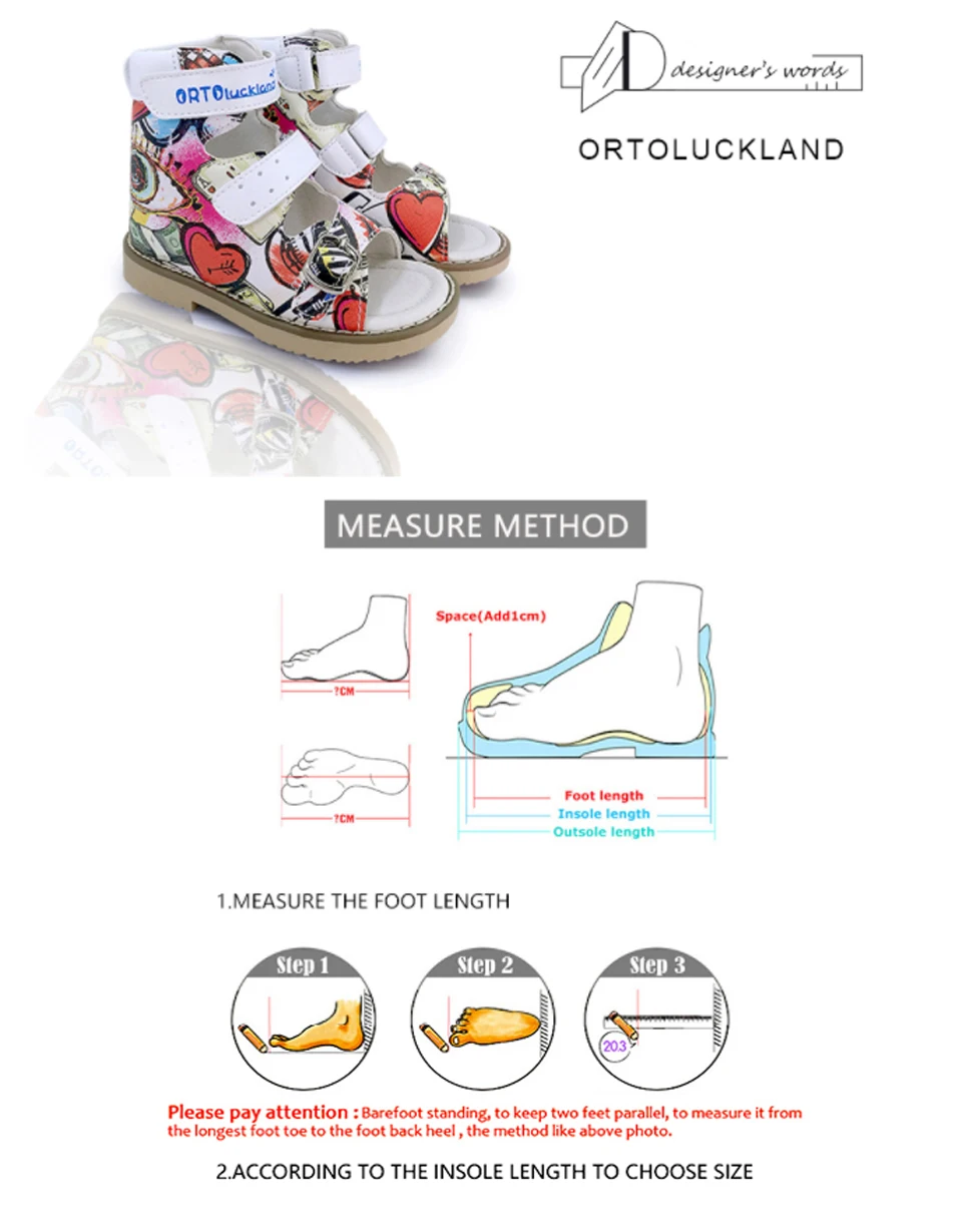 Kids Leather Orthopedic Opentoe Sandals Four Styles for Summer Army Red Animal Printing Arch Support Flatfoot Sandals for Kids