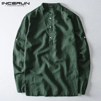 INCERUN Fashion Men Solid Long Sleeve Casual Shirt Small Fresh Social Joker Cotton Linen Crew Collar Street Button Mens Blouse
INCERUN Fashion Men Solid Long Sleeve Casual Shirt Small Fresh Social Joker Cotton Linen Crew Collar Street Button Mens Blouse