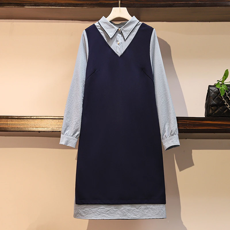 L-4XL Plus Size Women Striped Patchwork Turn-down Collar Mini Dress 2020 Natural Elegant Long Sleeve Dresses Party Vestidos
L-4XL Plus Size Women Striped Patchwork Turn-down Collar Mini Dress 2020 Natural Elegant Long Sleeve Dresses Party Vestidos