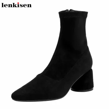 Lenkisen basic genuine leather stretch boots small square toe high heels side Zip streetwear winter women warm ankle boots L43
Lenkisen basic genuine leather stretch boots small square toe high heels side Zip streetwear winter women warm ankle boots L43