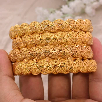 ANNAYOYO 4Pcs/lot 24K Gold Color Bresslate Bangles for Women Girls Dubai Circle Bracelet Jewelry Ethiopian Bride Wedding Jewerly
ANNAYOYO 4Pcs/lot 24K Gold Color Bresslate Bangles for Women Girls Dubai Circle Bracelet Jewelry Ethiopian Bride Wedding Jewerly