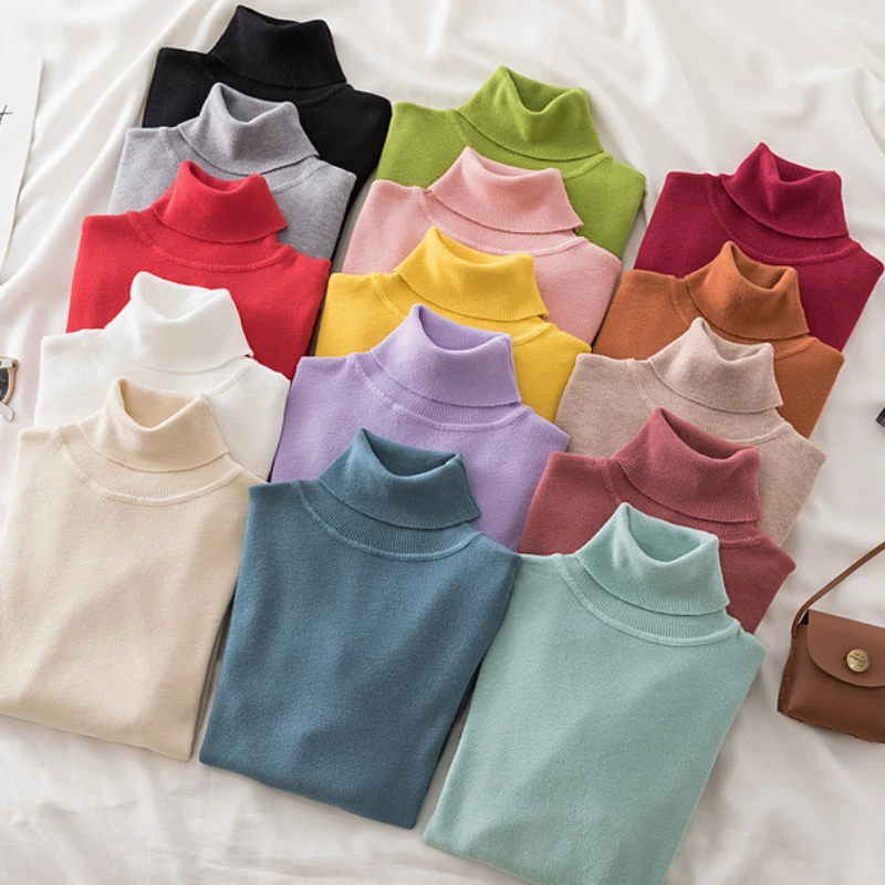 JMPRS Turtleneck Women Pullover Sweater Autumn Soft Elastic Female Knit Jumper Long Sleeve Fashion Simple Solid Color Basic Tops
JMPRS Turtleneck Women Pullover Sweater Autumn Soft Elastic Female Knit Jumper Long Sleeve Fashion Simple Solid Color Basic Tops
