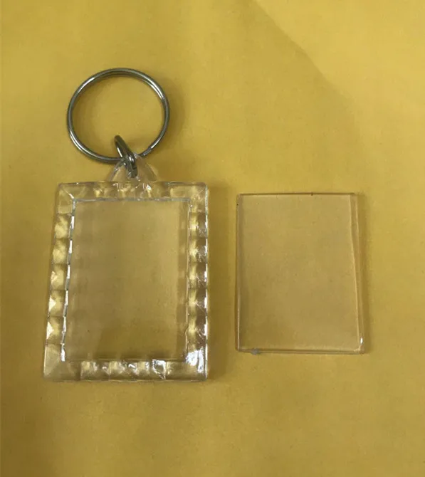 50pcs/lot Min Rectangular lace Blank Acrylic Keychains Insert Photo plastic Keyrings DIY Split Ring accessories | Украшения и