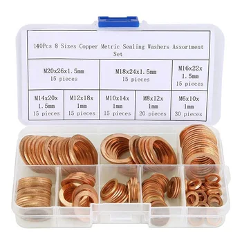 Copper Metric Sealing Washers Assortment Set,Copper Sealing Washers,Round Spacer Washer Set(140 Pcs)
Copper Metric Sealing Washers Assortment Set,Copper Sealing Washers,Round Spacer Washer Set(140 Pcs)