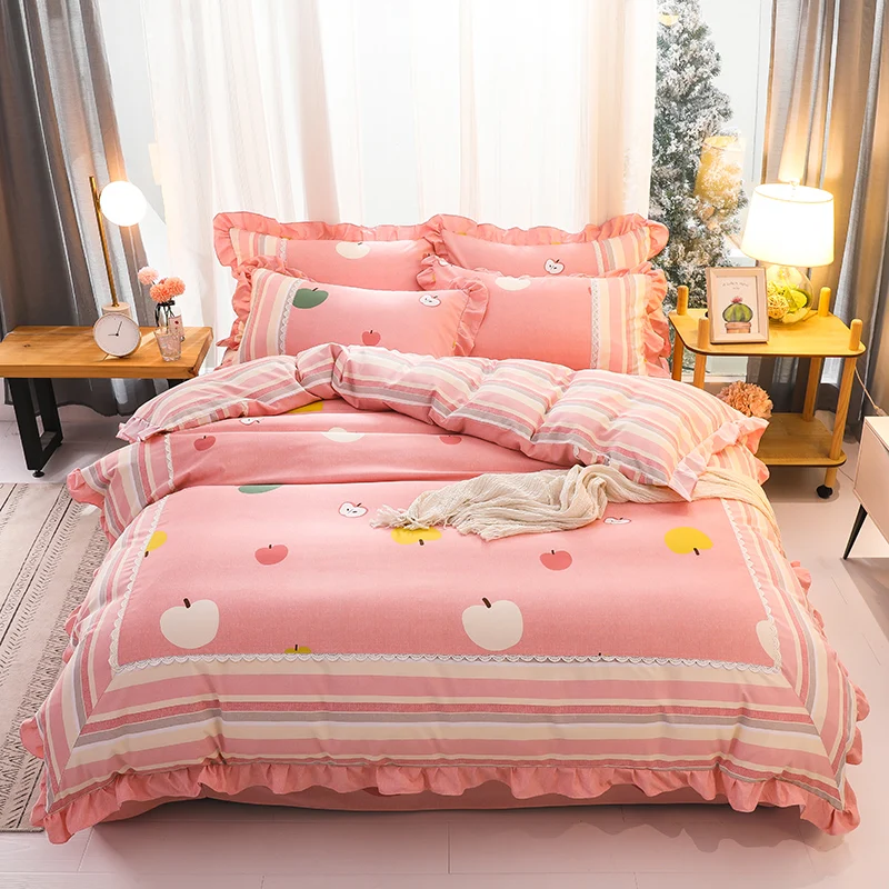 Four Seasons Bedding Four-piece Pure Cotton Thickened Lotus Leaf Edge Bed Sheets Comfortable and Soft Bedding Bag Girl Style
Four Seasons Bedding Four-piece Pure Cotton Thickened Lotus Leaf Edge Bed Sheets Comfortable and Soft Bedding Bag Girl Style