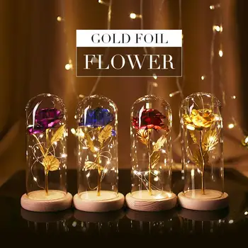 Gold Foil Rose Rose Flower Eternal Flower Romantic Immortality Luminous LED Glass Cover Flowers Gift Wedding Decoration
Gold Foil Rose Rose Flower Eternal Flower Romantic Immortality Luminous LED Glass Cover Flowers Gift Wedding Decoration
